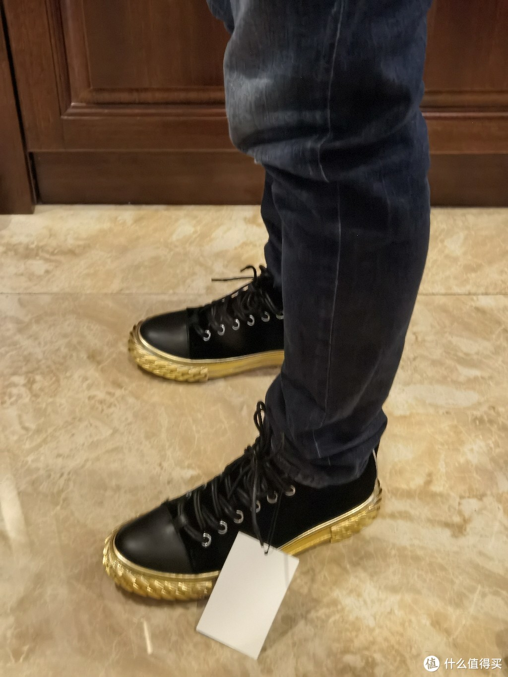 Giuseppe Zanotti Blabber丝绒板鞋黑金配色 开箱