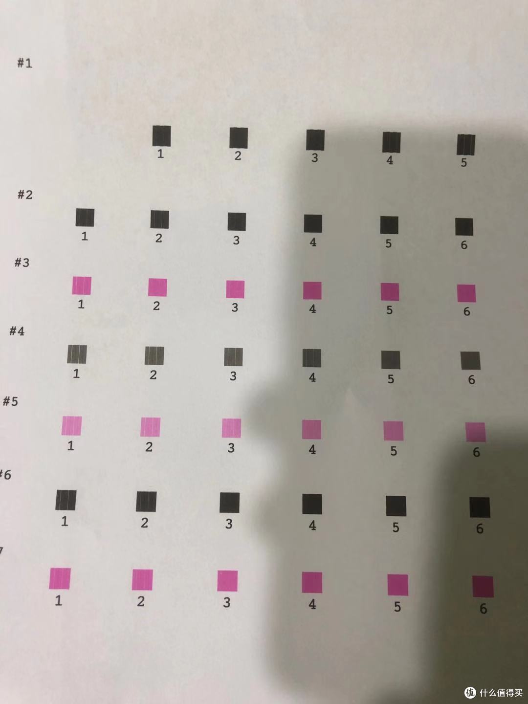 然后校准打印机,会打印一张测试页,一张缺线测试图(是这样叫么,我