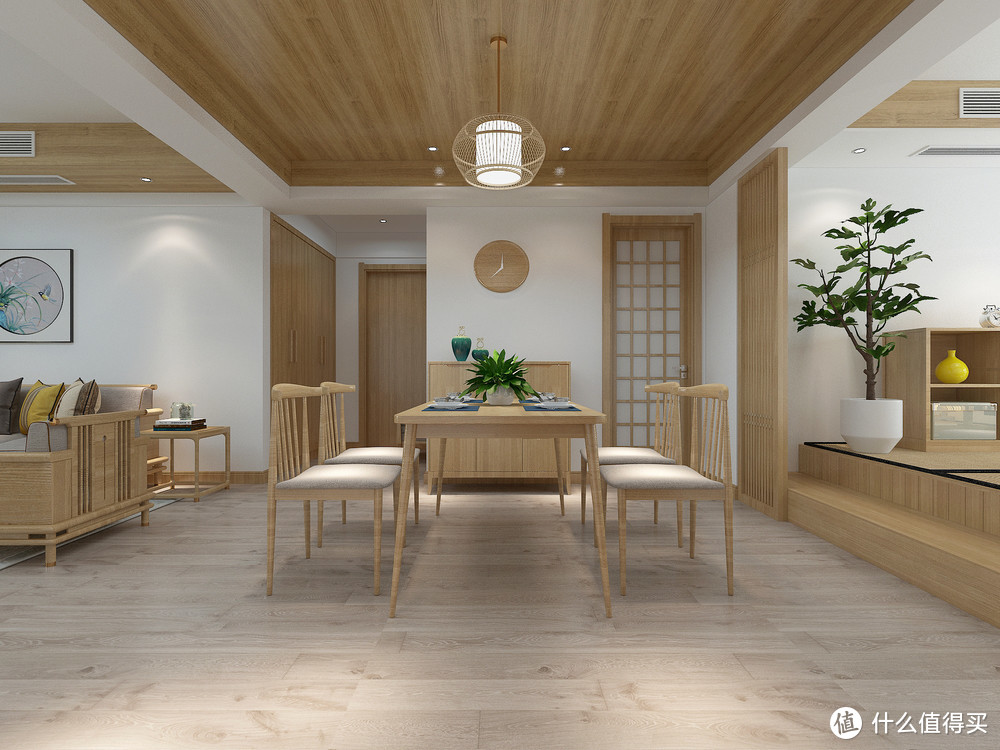 120平米日式风格装修，全屋采用原木色系，温馨感充满了整屋