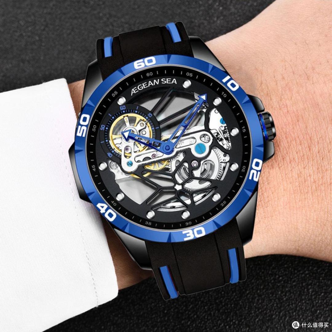 爱琴海手表机械镂空系列镂空艺术轻奢精髓