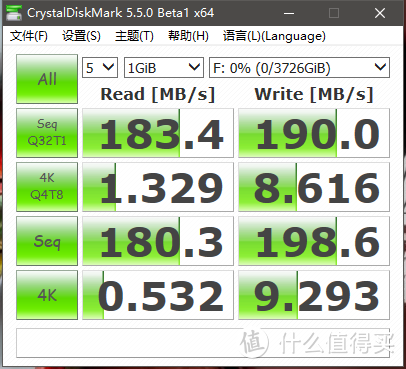 然后是Crystal Diskmark测试表现，似乎还可以？