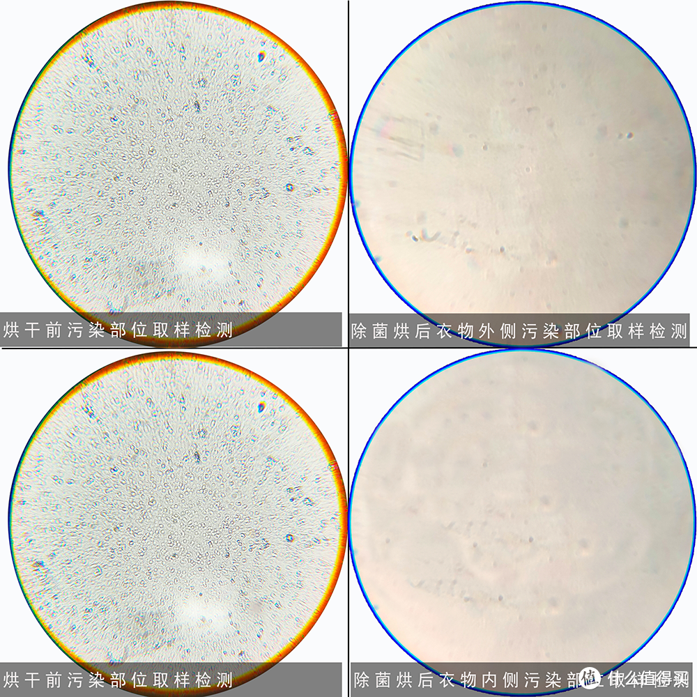 (除菌烘干后衣物内外除菌对比)