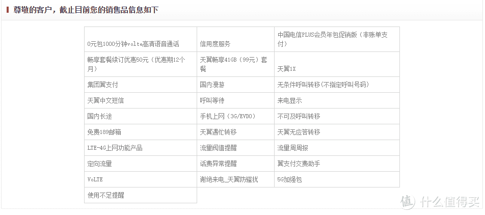 套餐产品信息