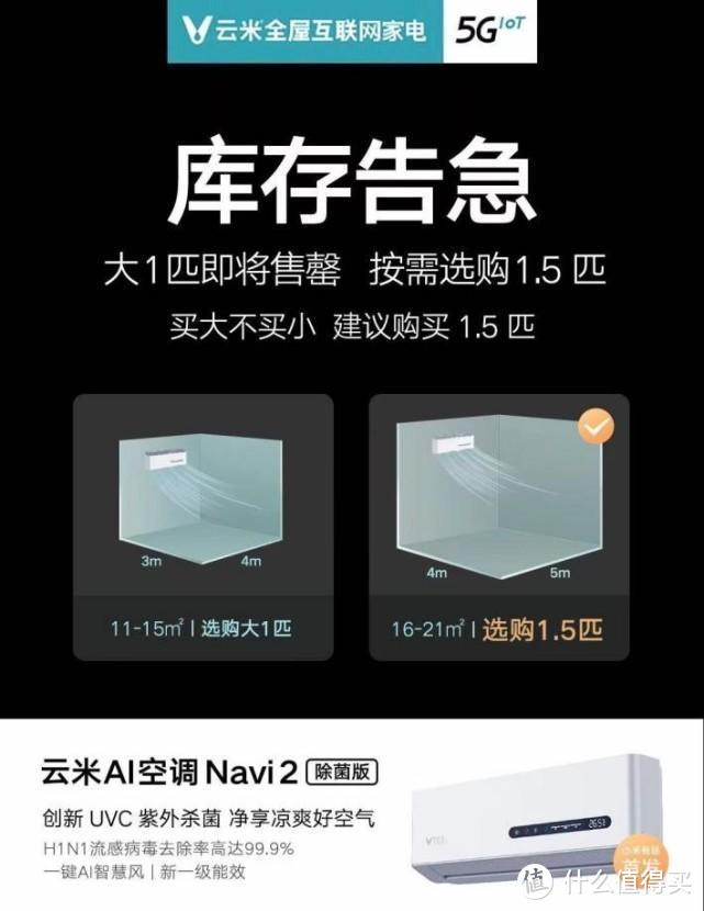 云米Navi 2除菌空调上市即卖爆，大1匹告罄！1.5匹更值得买