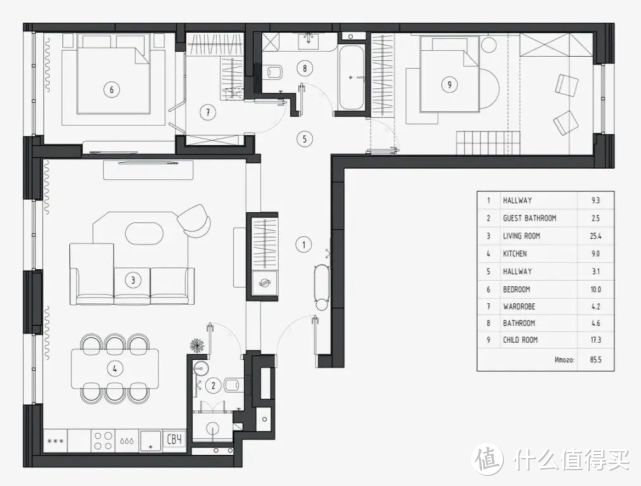 85㎡​俩娃之家，竟还有独立衣帽间+游戏区？