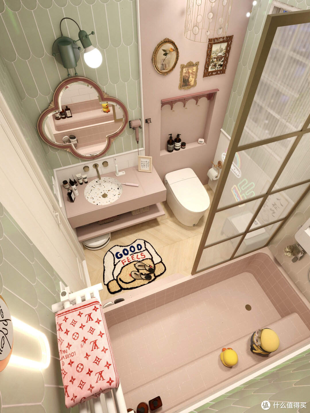 卫生间设计，小浴室做砖砌浴缸，不要太舒服！