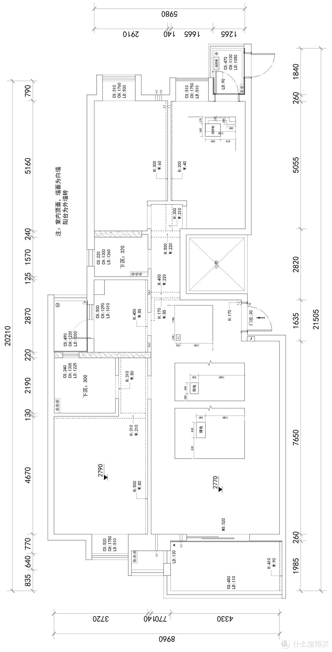 （原始户型图，本来横着的，考虑张大妈过宽会缩小，所以竖着放了）