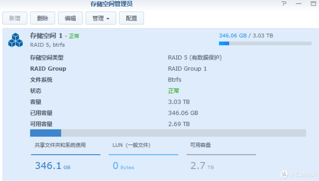 8盘500G,raid5 ,3.1T容量