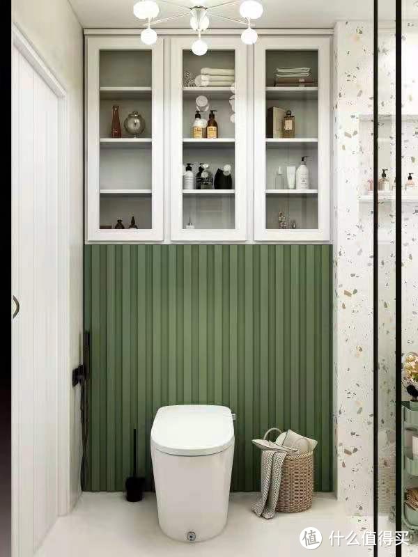 无窗4m²清新绿浴室🍃智能马桶怎么选❓