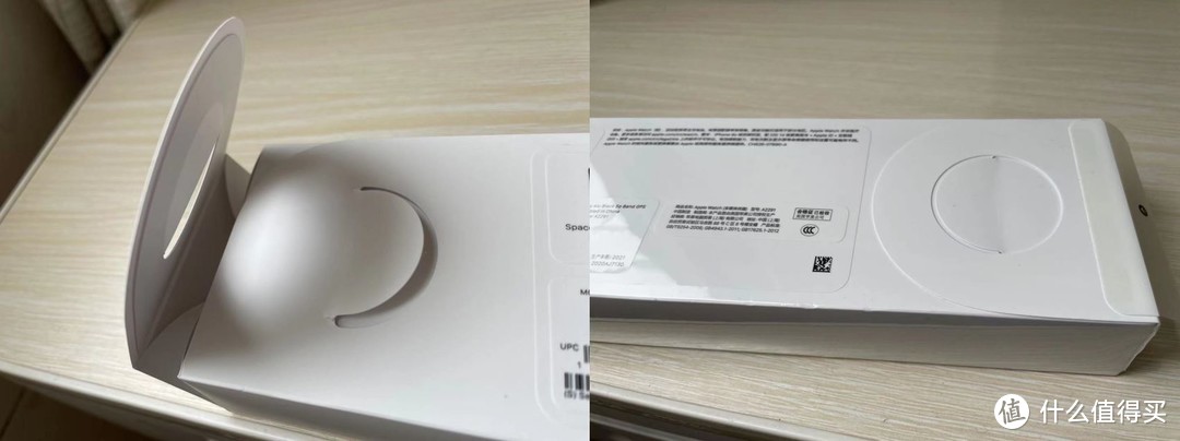 包装盒打开后,内侧是apple watch各色腕带的图案.