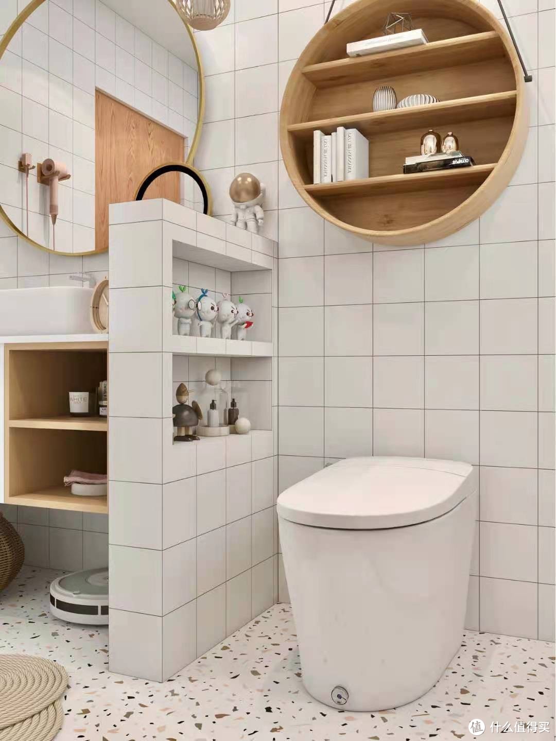 小清新浴室满分好评✨️智能马桶超有排面！