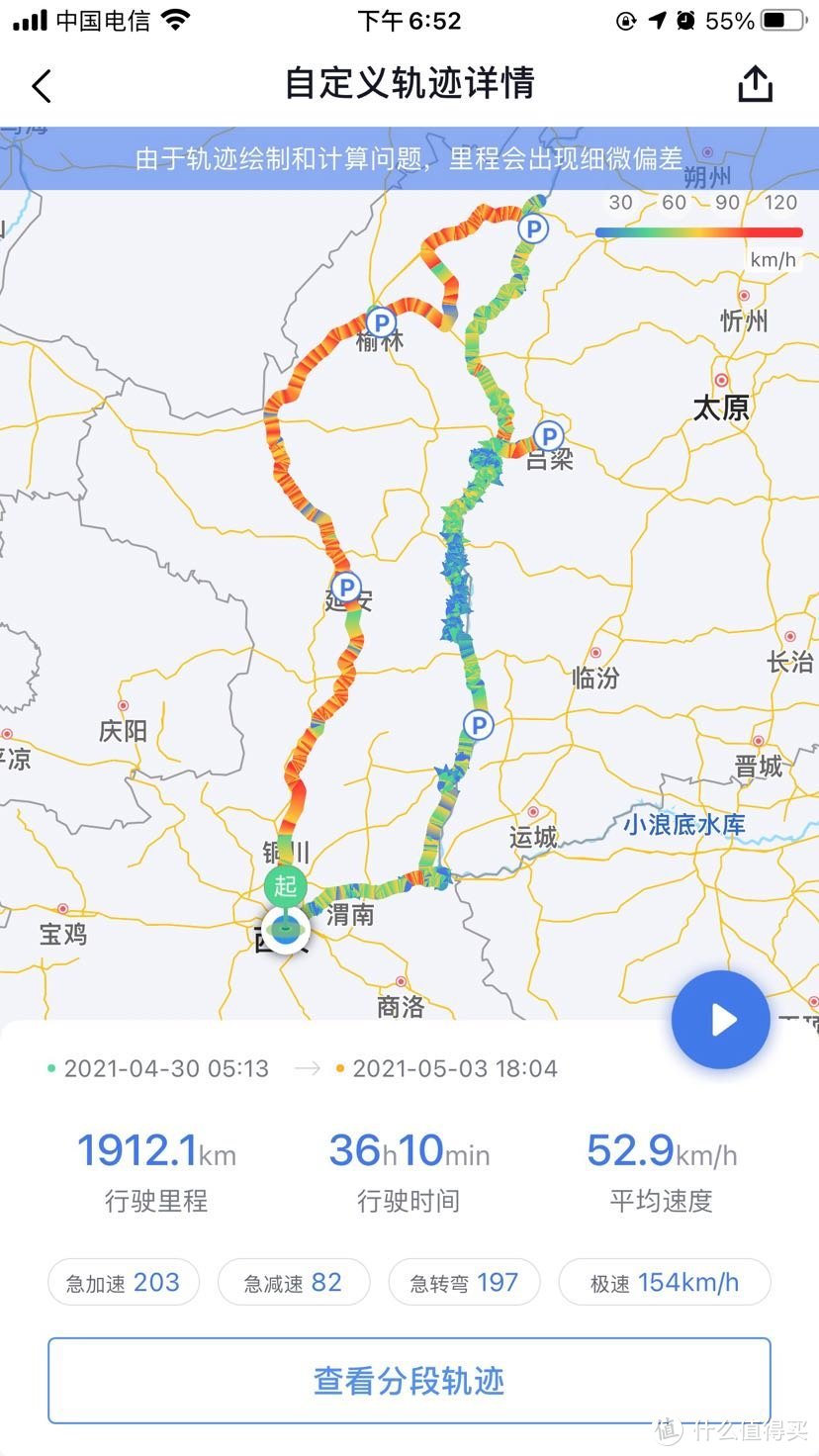 全程的路线，差一点突破2千公里