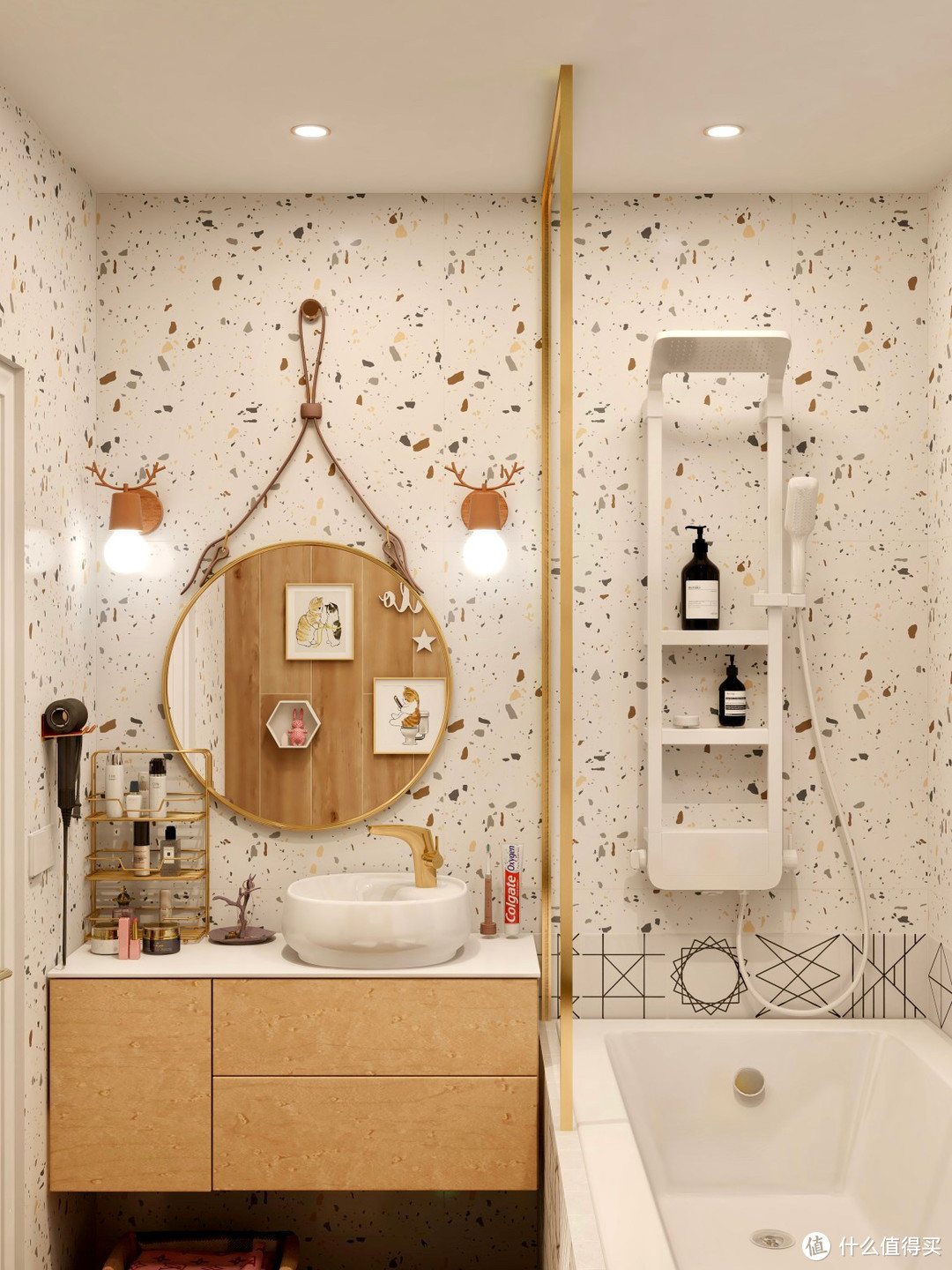 浴室设计，充分利用空间的典型！