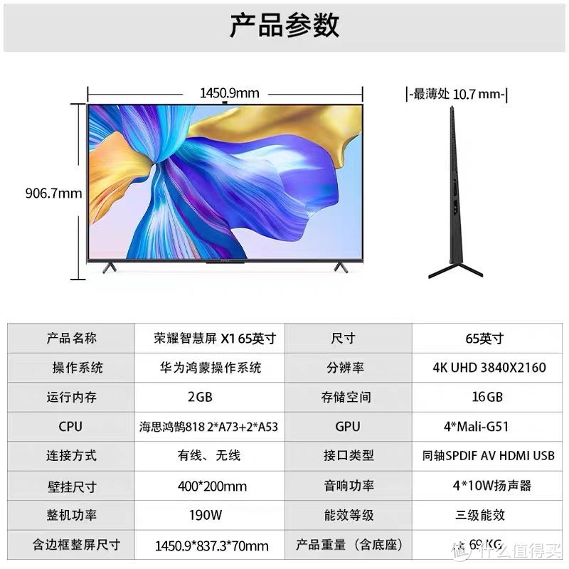 2000多搞定香不香？华为荣耀智慧屏x1高清4K全面屏65寸网络液晶电视评测