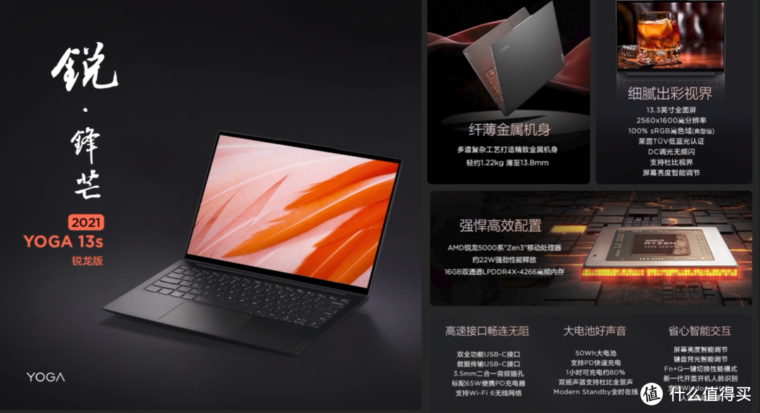 联想 发布 YOGA 13s 锐龙版超薄本，2.5k全面屏、搭Ryzen 5000U低压锐龙