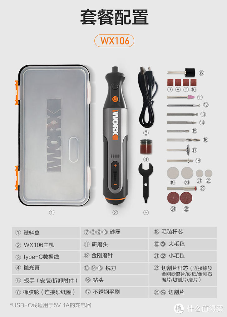 DIY手创达人居家必备良品 - 威克士 WORX WX106 小型电磨机