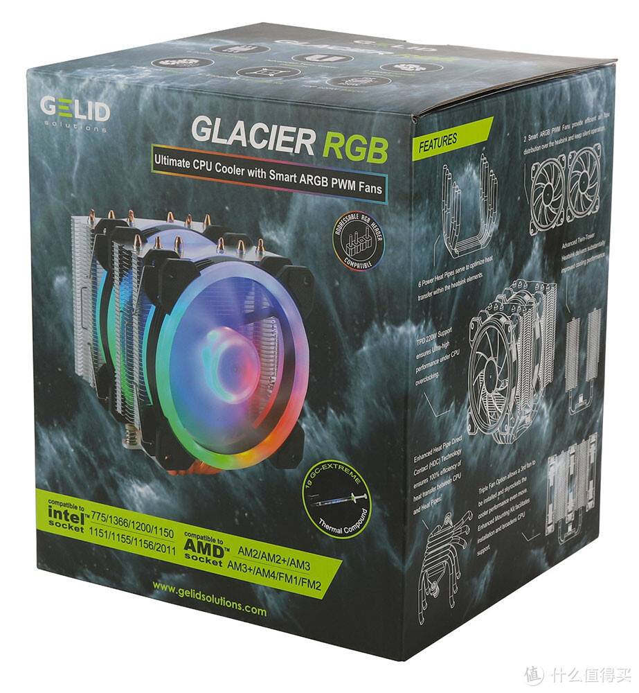 GELID捷领 发布 Glacier RGB 高端双塔CPU散热器