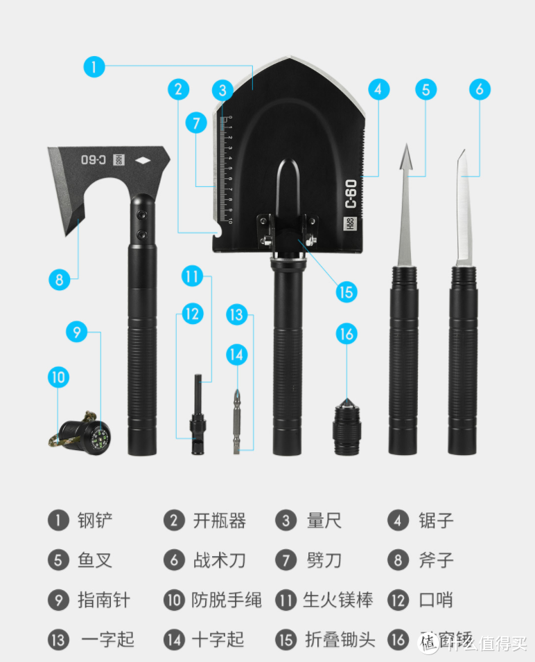 入手火候多功能斧铲，多种组合，堪称户外神器。