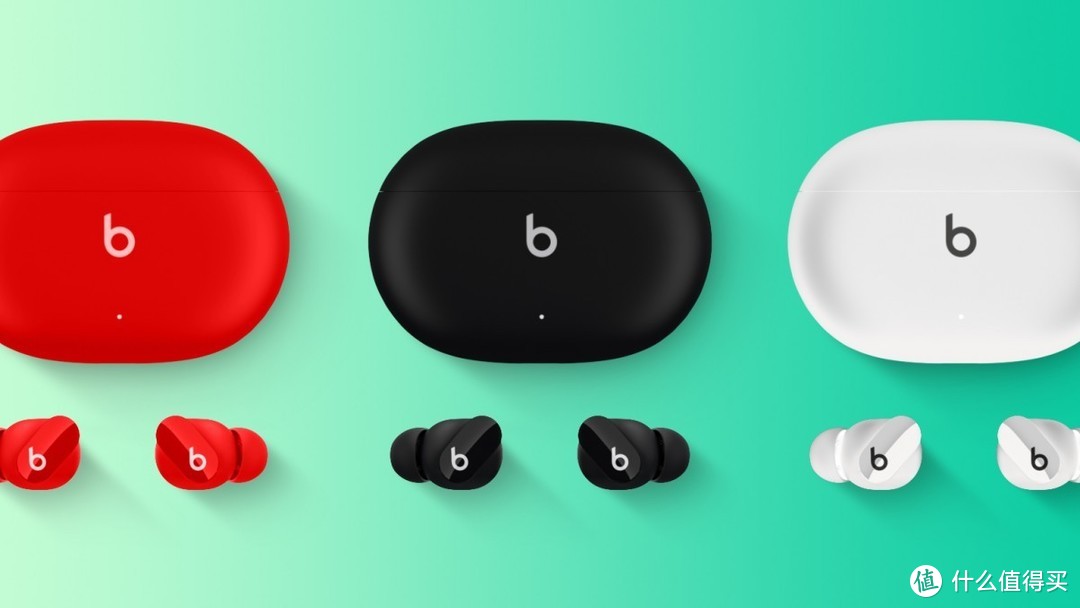 Beats Studio Buds 真无线耳机定妆照、小巧紧凑，充电盒采用USB-C