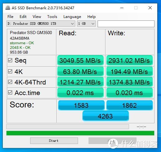 AS SSD Benchmark 1GB成绩