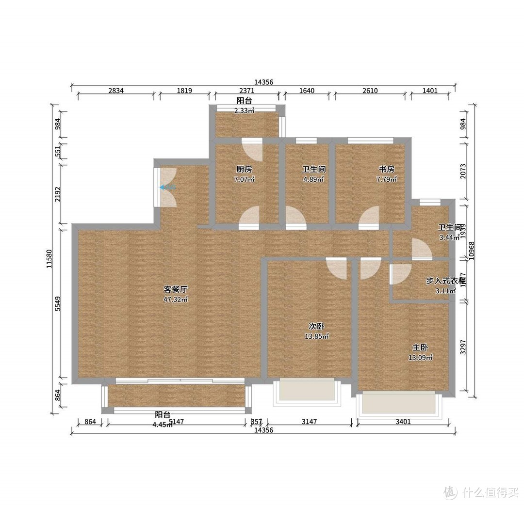 原始户型图，从网上搜的，有些尺寸可能不是很准确