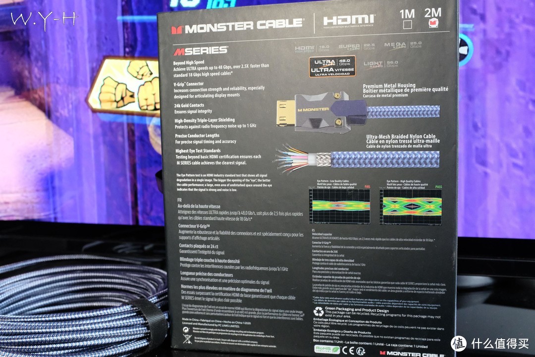 Monster魔声 M3000 “怪兽”（HDMI2.1）认证线材评测，线芯火烤暴力美学