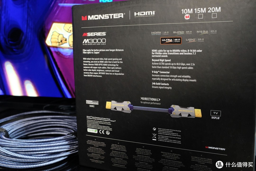 Monster魔声 M3000 “怪兽”（HDMI2.1）认证线材评测，线芯火烤暴力美学