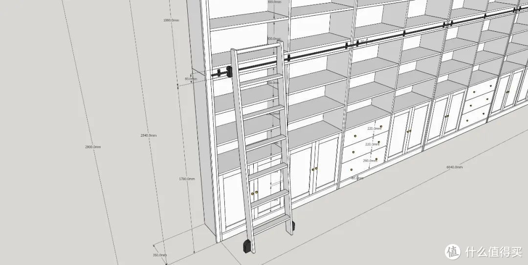 传说中的带梯书柜，集颜值和收纳于一体，6.6m*2.8m绝绝子