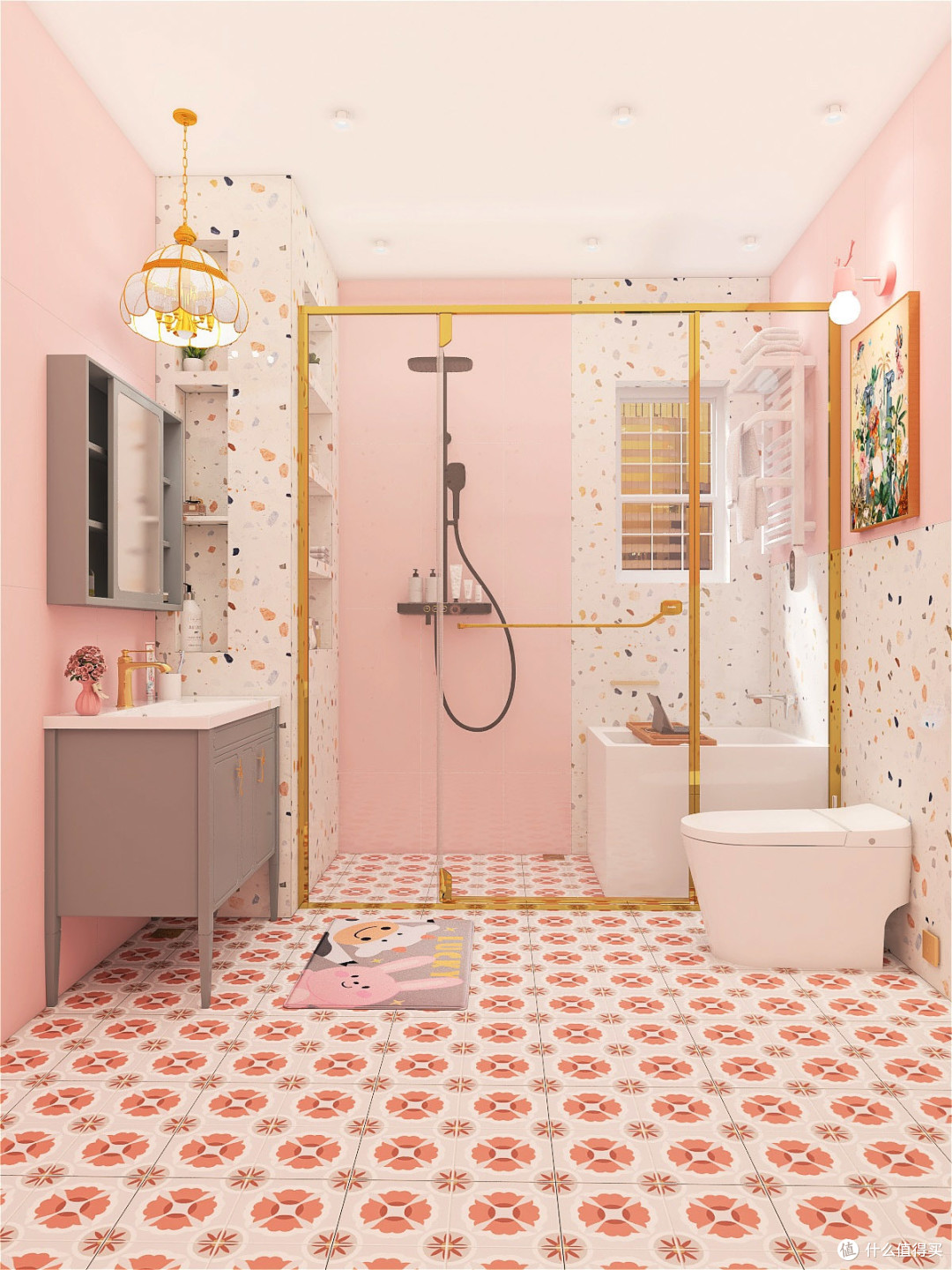 粉色治愈系浴室少女心满到溢出