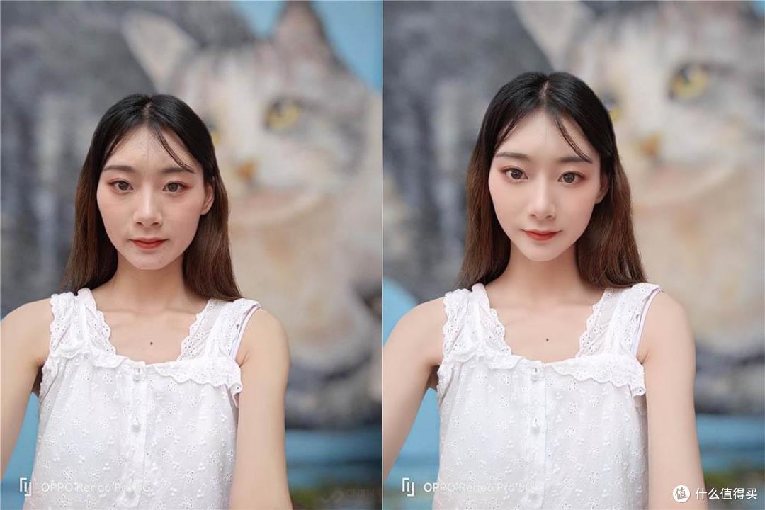 (左为素颜自拍,右为美颜效果)