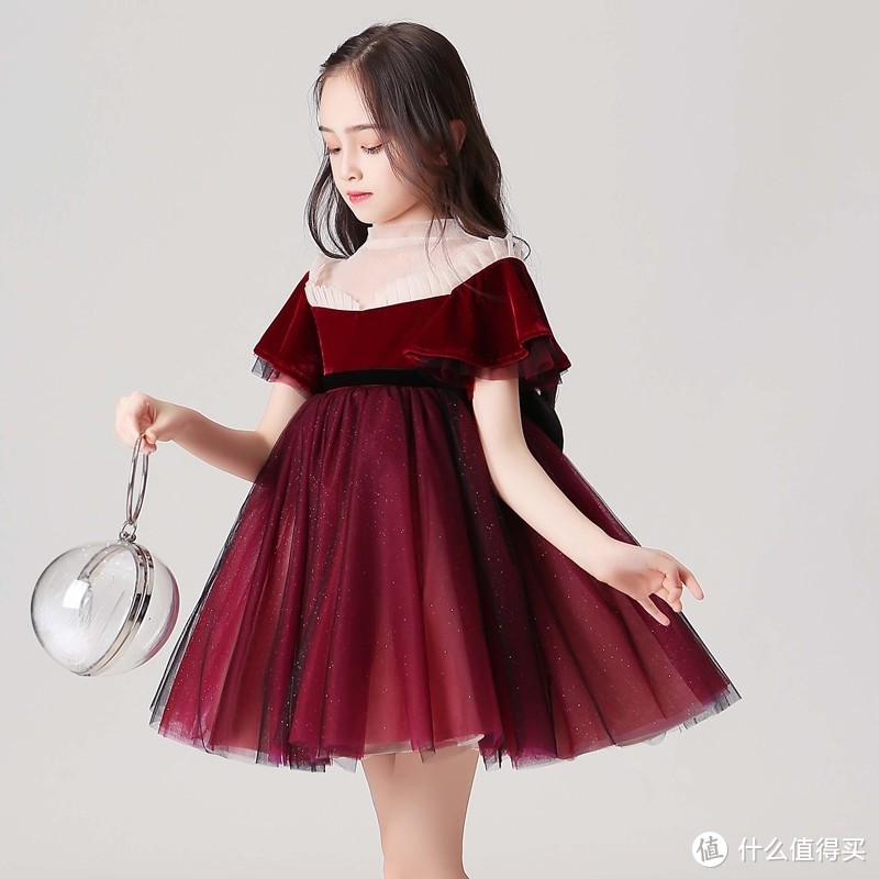 今日推荐：宝茉莉酒红色丝绒蓬蓬纱裙