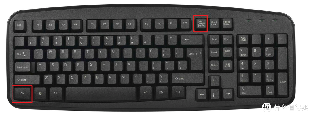 🔺键盘 ”Ctrl ”键和“ PrintScreen“键的位置