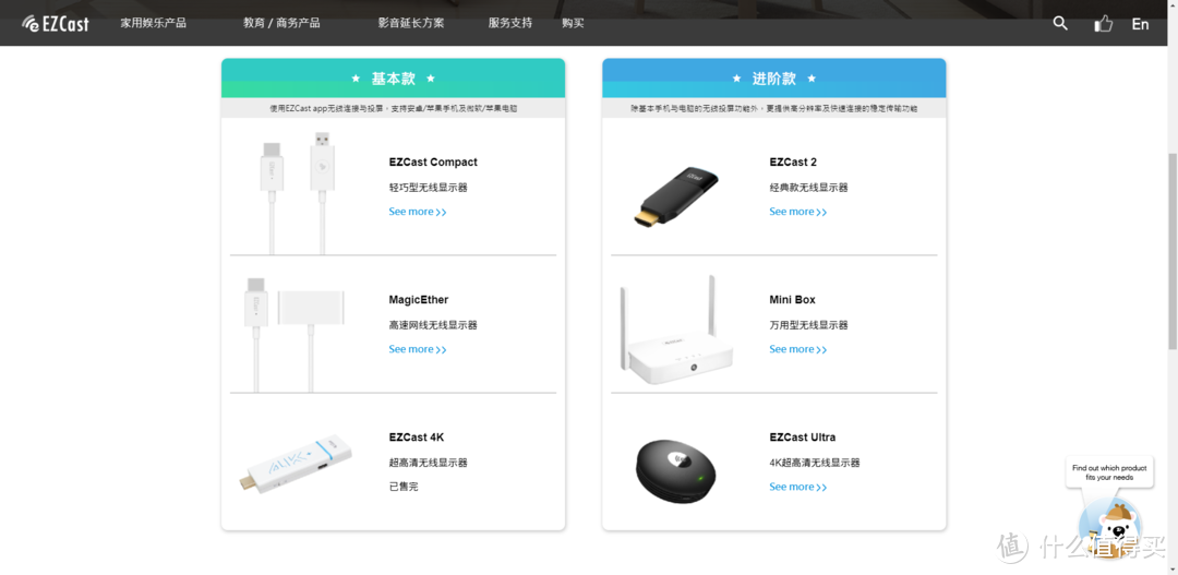EZCast官网的产品介绍