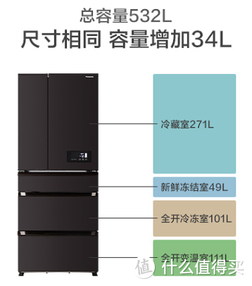 小体积、大容量，百平以下首选款----松下532L变频冰箱NR-EE53WGB-K