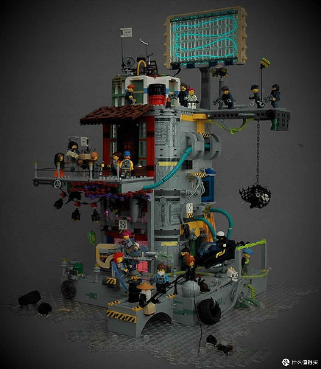 未来洛杉矶破墙而出赛博朋克街区乐高中的科学幻想