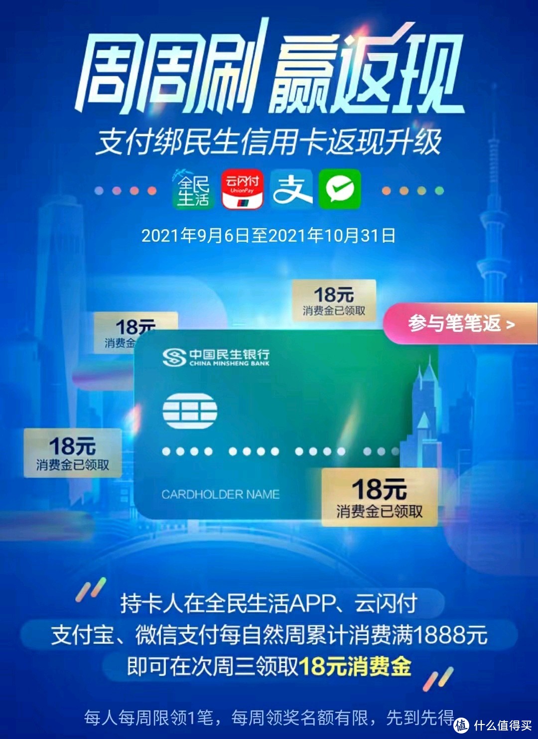 云闪付红包可用在微信收款码了，民生节节高来了