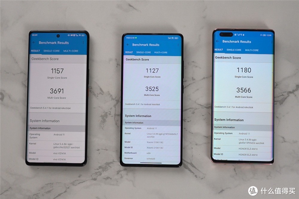 （▲左为iQOO 8 Pro，中为小米MIX4，右为荣耀Magic3 Pro）
