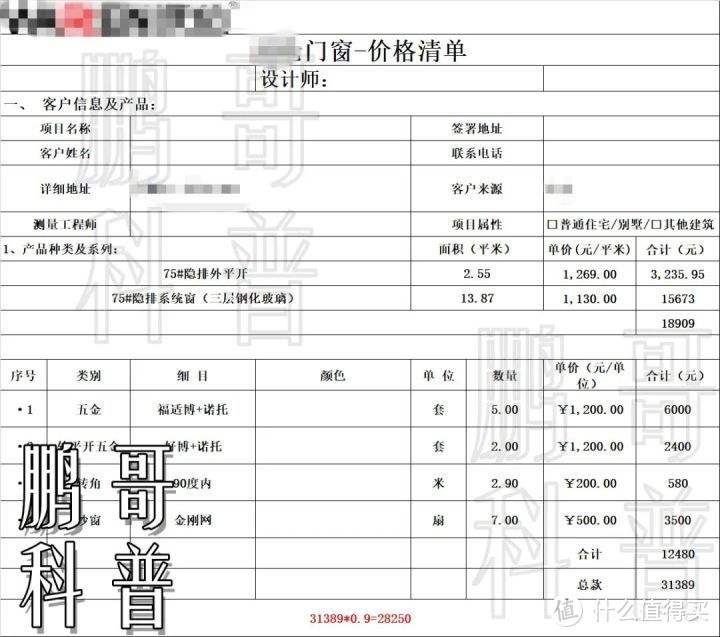 从门窗主要供应链（材料），推断产品价格