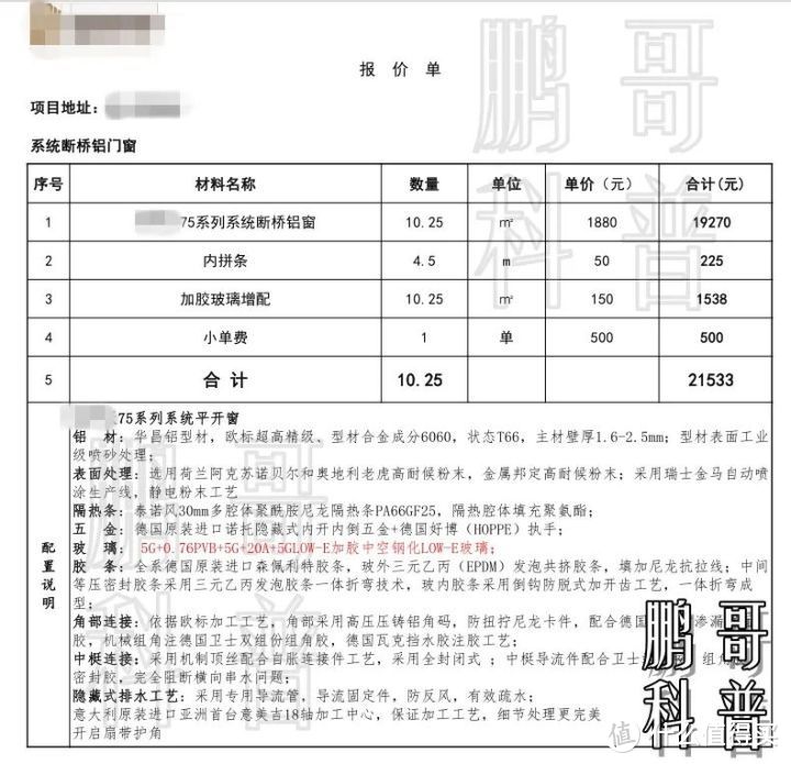 从门窗主要供应链（材料），推断产品价格