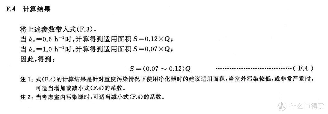 国标中定义的适用面积 图片来源于GBT 18801-2015 空气净化器