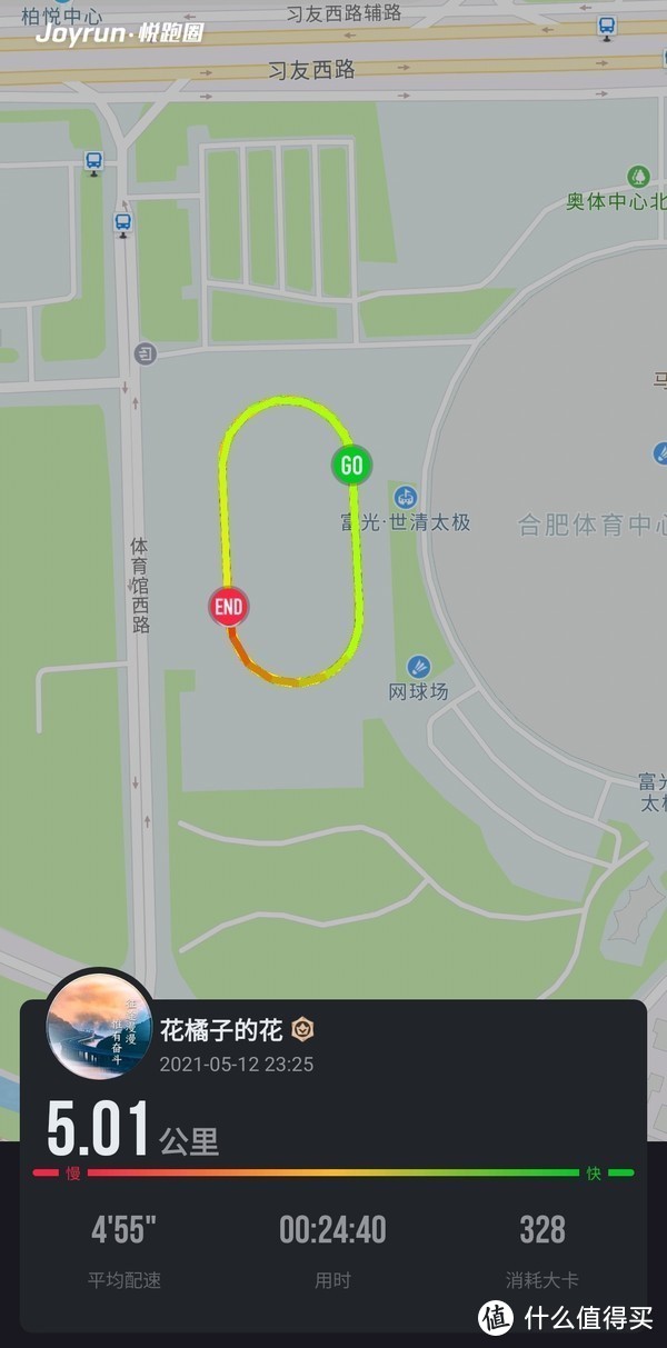 操场跑的第一个5分内5km