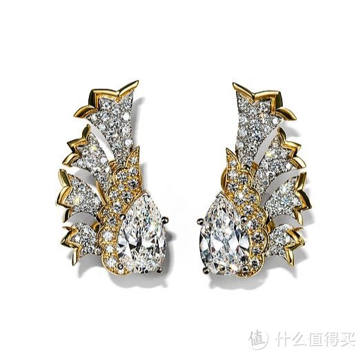Tiffany & Co. 蒂芙尼Schlumberger® 高级珠宝系列铂金及18K黄金镶嵌圆形明亮式切割钻石缎带造型耳环