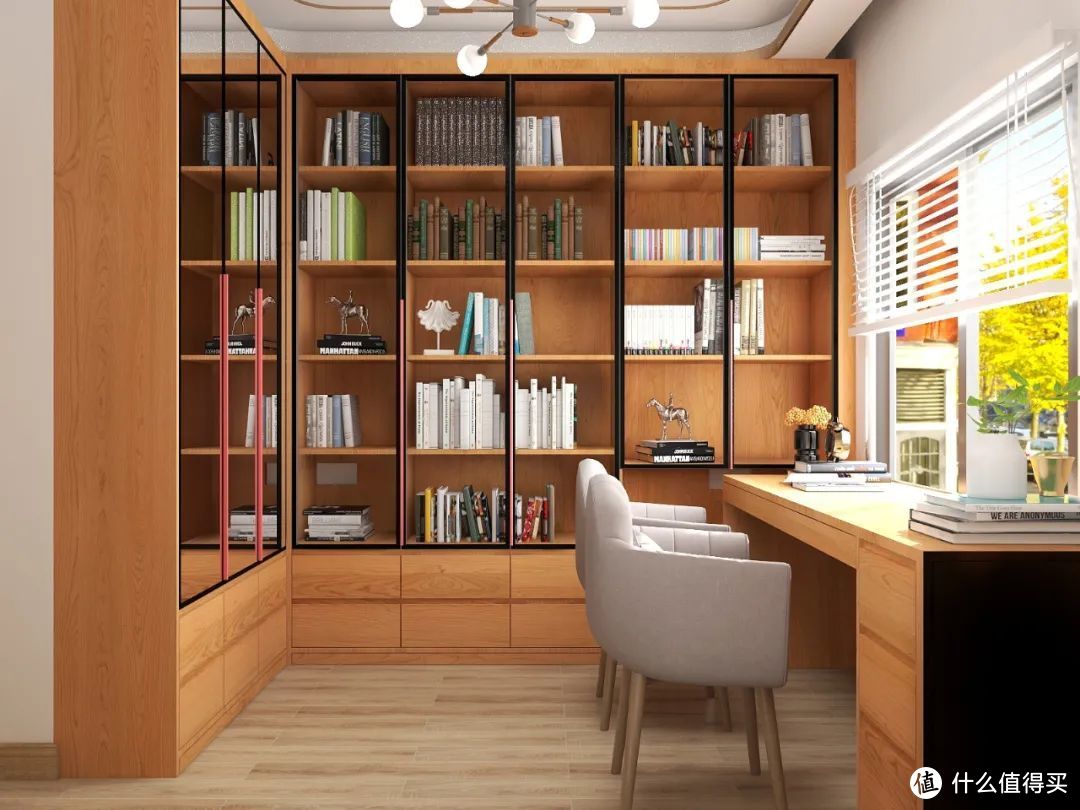 8㎡书房两面书墙，9㎡儿童房上下铺衣柜，小空间利用典范！