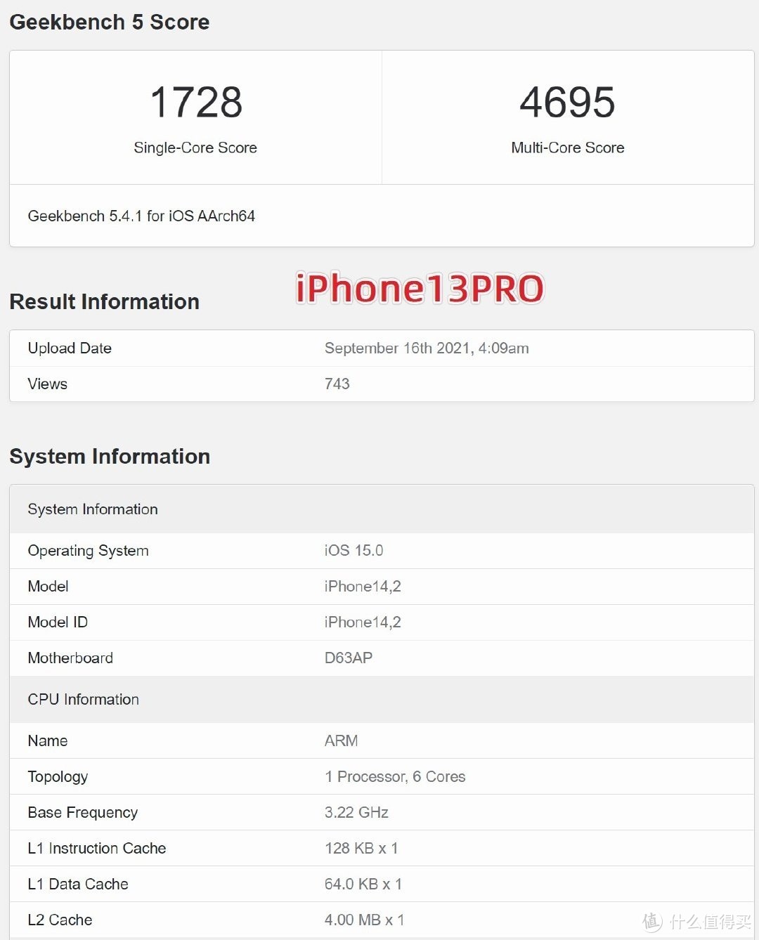 iPhone 13 Pro Geekbench 5跑分
