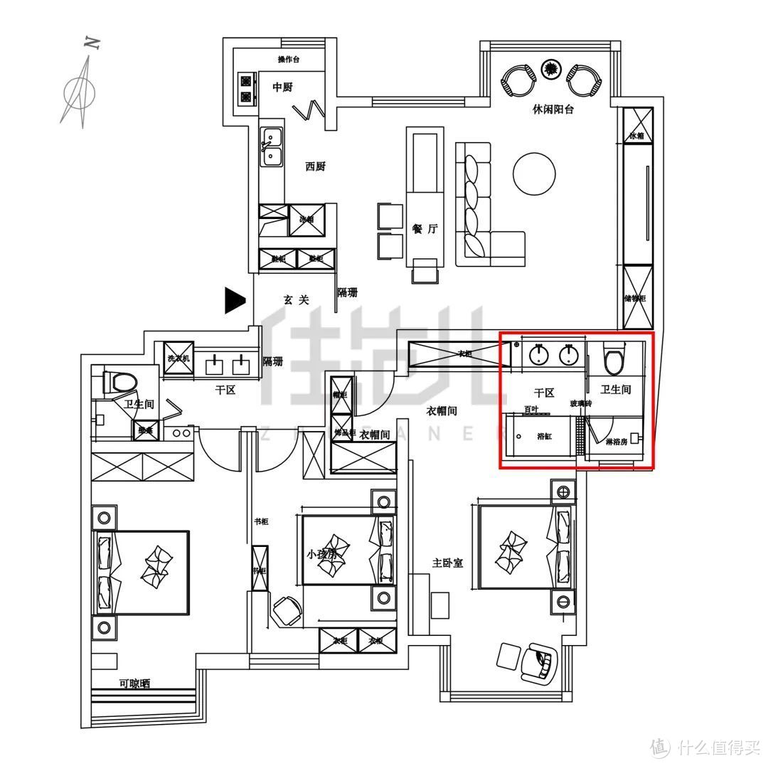 绝！5口之家0杂物，只靠1扇门实现卫浴三分离