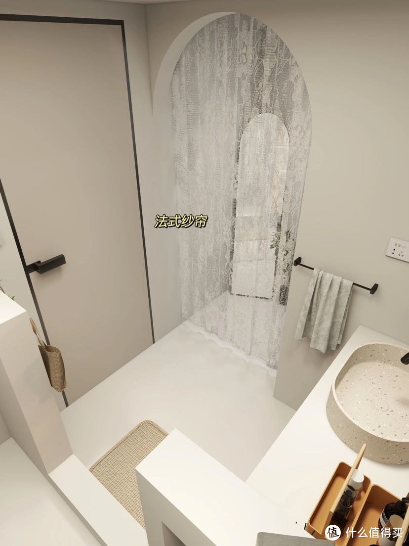 极简微水泥浴室 纯白花洒太美 淋浴感绝了！