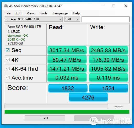 AS SSD Benchmark 1GB成绩