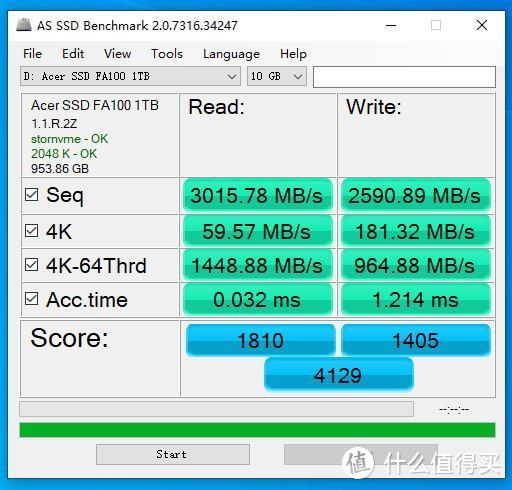 AS SSD Benchmark 10GB成绩