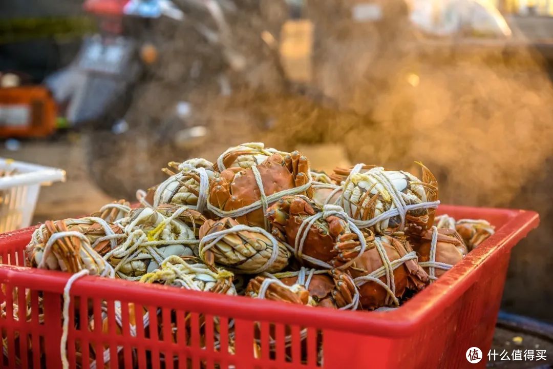 太湖渔民在早晨会用大锅直接煮大闸蟹，颇有烟火气 ©️图虫创意