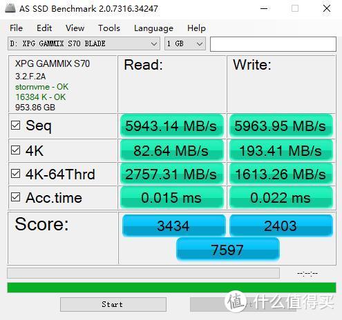 读取稳稳的过7400MB/s，非常给力、威刚翼龙S70 Blade固态硬盘 评测